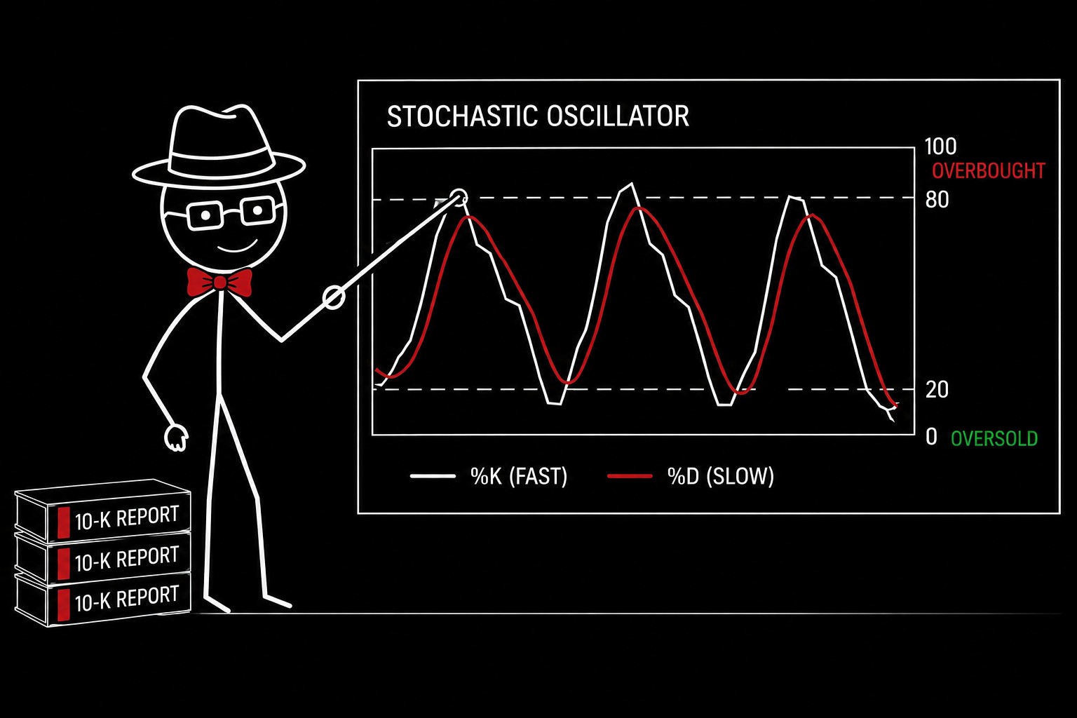 Walter the 10-K Analyst studying a stock chart