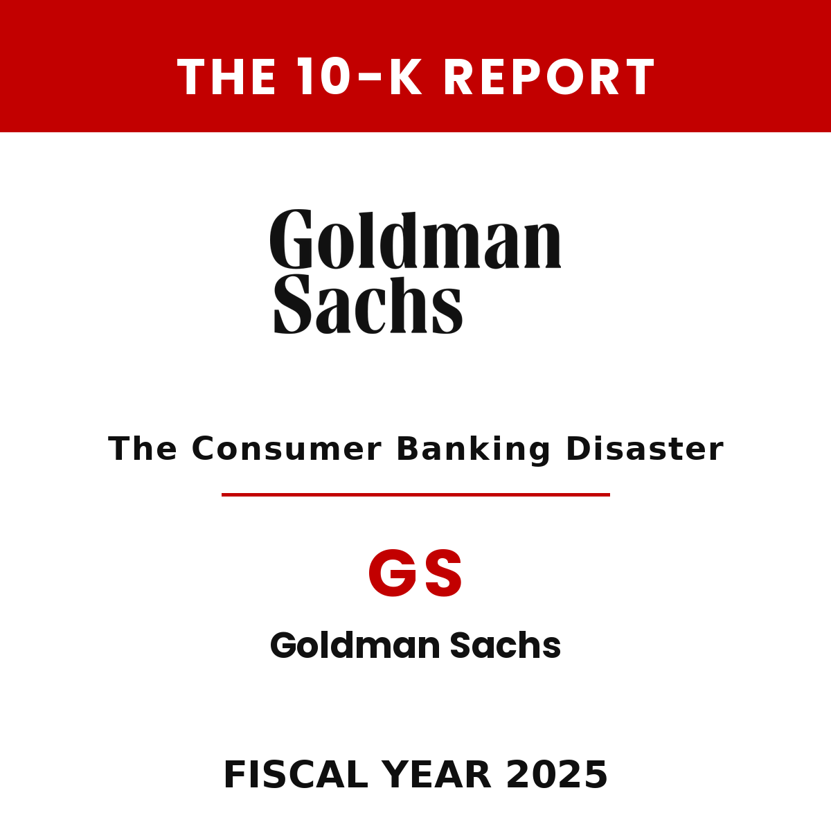 Goldman Sachs 10-K Report cover